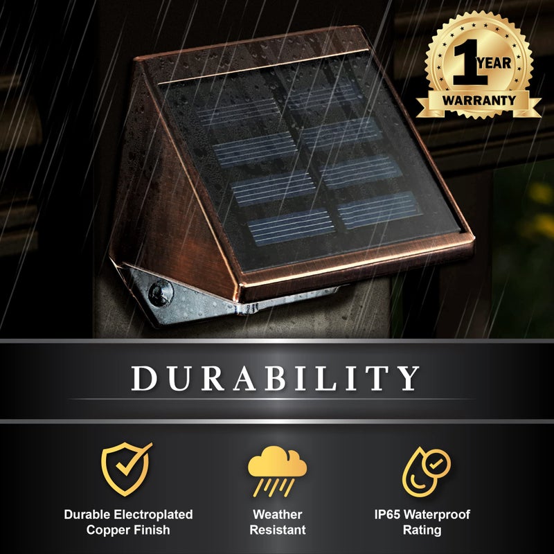 Classy Caps Solar Deck & Wall Lights, Model SL177, Electroplated Copper - High Performance, Energy Efficient, Weather-Resistant, Outdoor Solar Lights, Durable Design, Easy Installation - Image 5